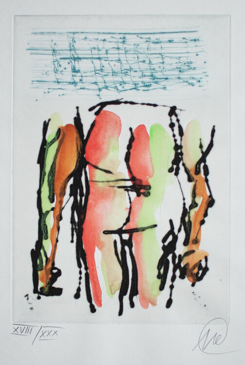 Markus Lüpertz - Der Kunst die Regeln geben - 2005 - aquarellierte Radierung