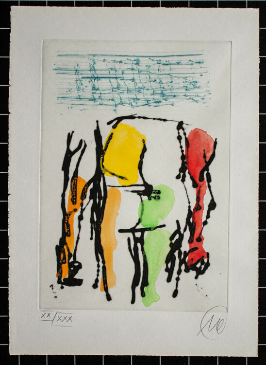 Markus Lüpertz - Der Kunst die Regeln geben - 2005 - aquarellierte Kaltnadelradierung