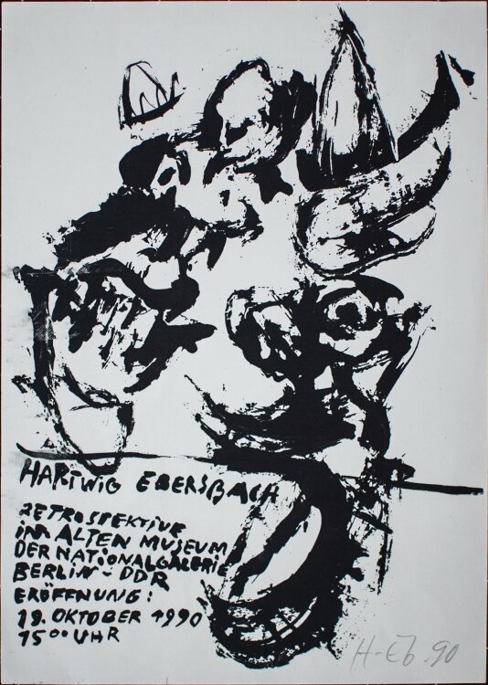 Hartwig Ebersbach - Einladung, Nationalgalerie Berlin - Offsetdruck - 1990